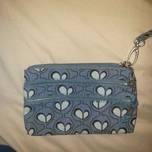 Roxy wristlet 3 zippered pocket wallet coin purse